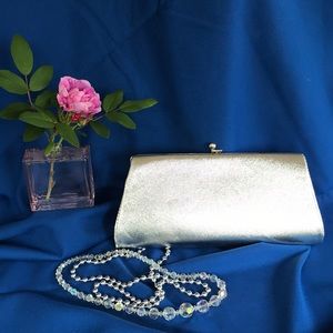 Silver vintage vinyl convertible evening bag